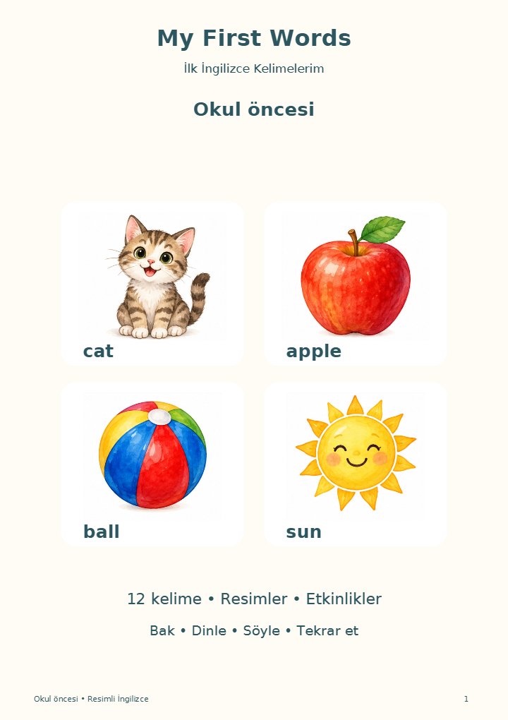 İngilizce Kelimeler - Okul Öncesi